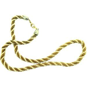 Elegant Faux Seed Pearl & Golden Twist Chain Rope Necklace 19"